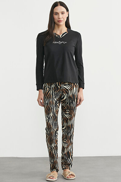 Sementa Leopard Combination Pajama Set - Black