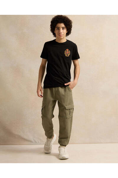 REDTAG Senior Boys Olive Cargo Denim Jogger