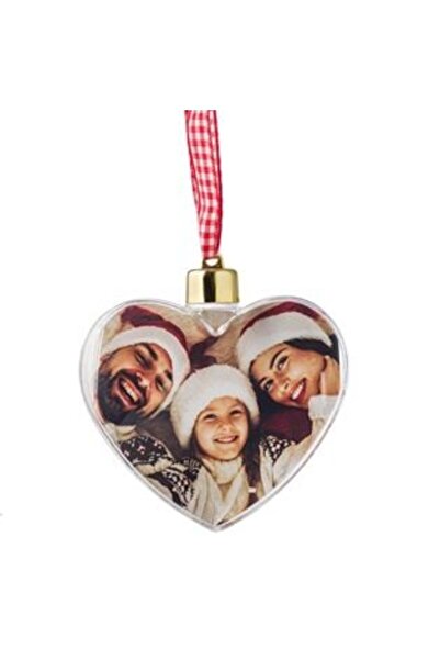 BAMI NETWORK Transparent Heart Christmas Tree Ornament for Photo 8cm