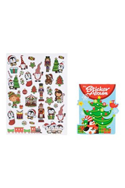 GOME Autocolante decorative de Crăciun Pinguini și Album 37 buc - 4 coli