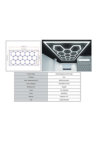 OEM Sistem de Iluminare Plafon Hexagon / HoneyComb 4.33 x 2.28 m