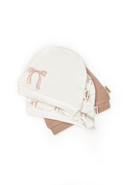 BabyCosy Baby Girl Combed Cotton Beret 3-Piece Ecru