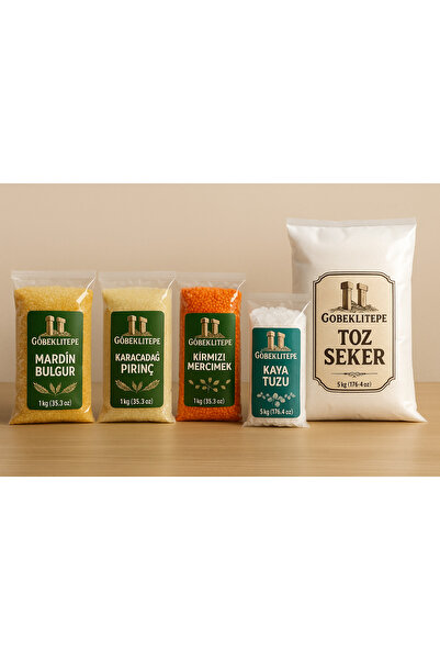 GÖBEKLİTEPE 1 Kg Mardin Bulgur, İçli Köftelik Bulgur, Karacadağ Pirinci, Mercimek, Tuz, Şeker