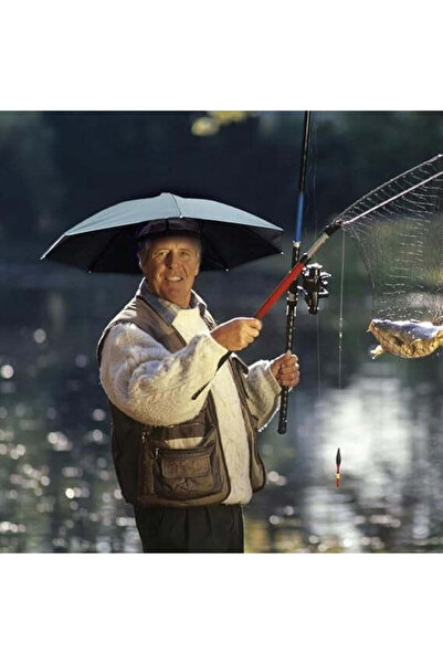 vivimall Umbrela De Cap, Diametru 69 Cm, Banda Elastica De Cap, Protectie Uv/Ploaie, Safir