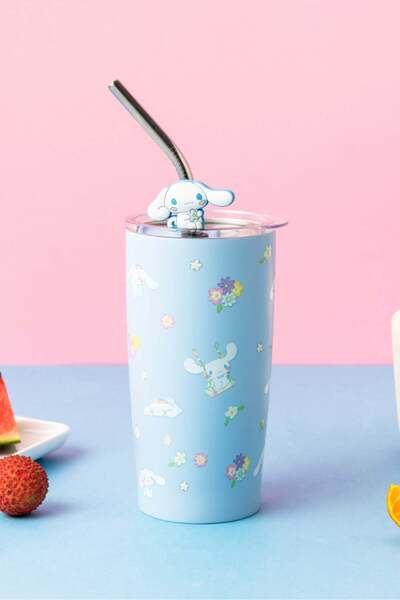 SANRIO Lisanslı Cinnamoroll Pipetli Çelik Matara (580mL)
