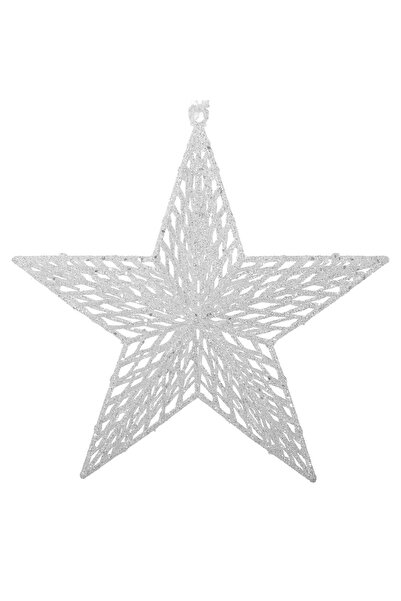 SHOPIENS Ornament de Crăciun cu stea albă iridescentă, 18 cm