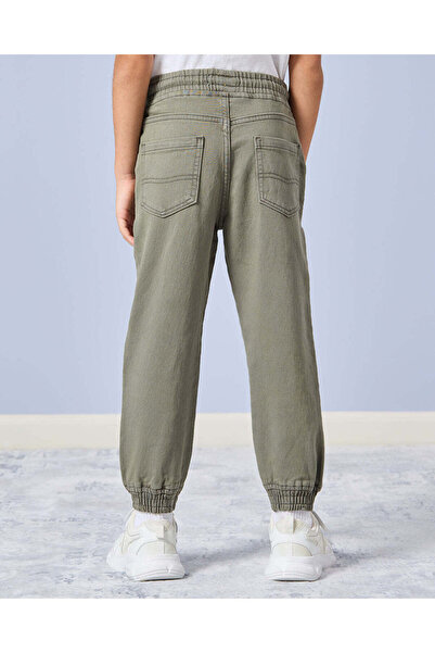 REDTAG Boys Olive Colored Knitted Jogger Jeans