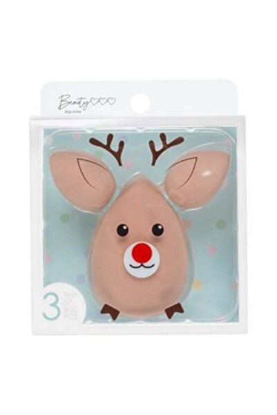 SHOPIENS Makeup Sponges Drop Shape Beige with Deer Case - 3 pcs