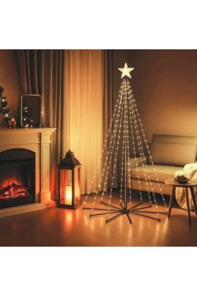 ChristmasWorld Brad de Craciun Conic cu 627 de Becuri LED Telecomanda & Program 210cm - Alb Cald