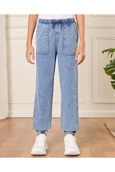 REDTAG Senior Boys Blue Wash Denim Jogger