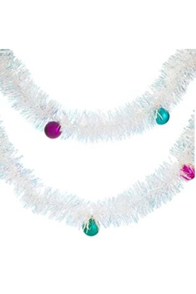 SHOPIENS Ghirlandă de Crăciun cu beteală iridescentă și globuri colorate 3 m ...