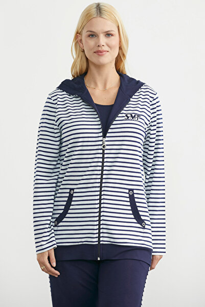 Sementa με κουκούλα Σετ αθλητικής φόρμας ριγέ - Σκούρο μπλε