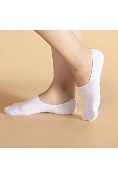 Vast 5-Piece Set of Stitch-Free Cotton Combed Silicone Women's and Men's Ballerinas (5 Pairs White)
