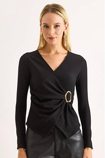 CİDDE Γυναικεία μπλούζα με μακριά μανίκια διπλό πέτο