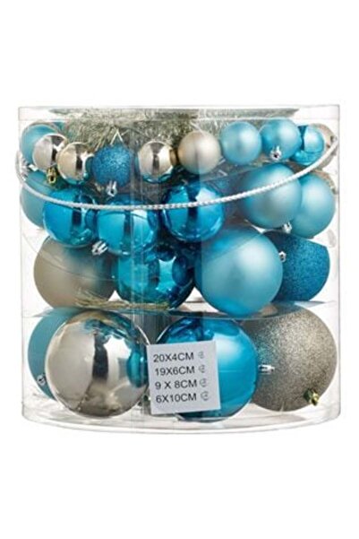 SHOPIENS Set Globuri de Crăciun Bej Turcoaz Mat Sclipici 4-6-8-10 cm & Bețișo...