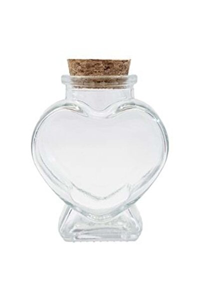 SHOPIENS Transparent Heart-Shaped Glass Bottle with Cork Stopper for Liqueur 90 ml
