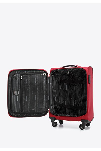 Wittchen Men's Small Soft Suitcase with Shiny Front Zipper Red Polyester