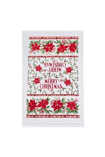SHOPIENS Prosop de bucătărie din bumbac, alb, cu motive de Crăciun, 60 x 35 cm
