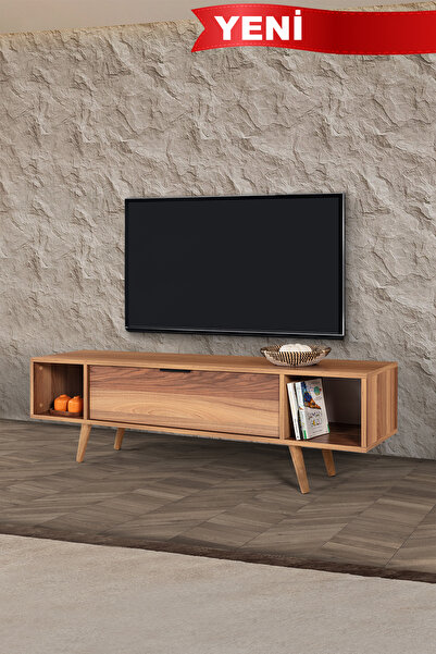 3625 Mesir 160 Cm (with WOODEN LEGS , METAL HANDLES ) TV Unit , Willow , Living Room, Living Room