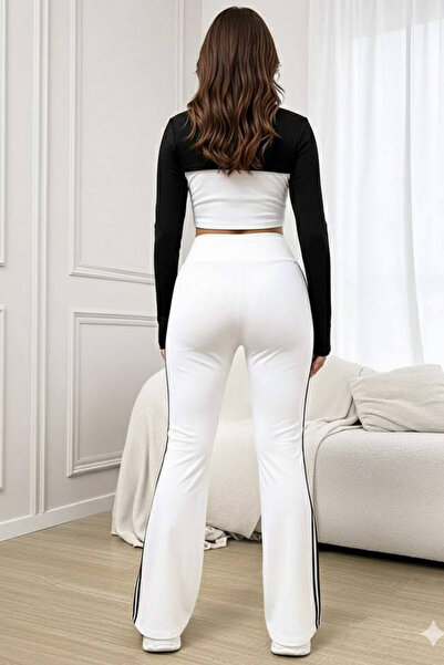 oshebu Women's Stretchy Fabric Shaping / Sculpting Leggings with Side Stripes Flared