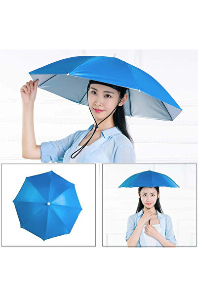 vivimall Head Umbrella, Diameter 69 Cm, Adjustable Head Strap, UV/Rain Protection, Closed