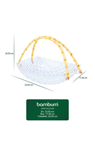 Bambum Cestino Bambu Glass Rectangular Presentation Plate with Handles Embossed Pattern