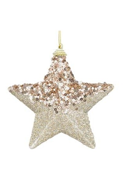 SHOPIENS Ornament de Crăciun pentru brad - Stea din spumă, bej, 12 cm