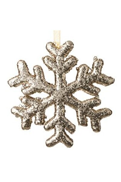 SHOPIENS Ornament de Crăciun cu fulgi de zăpadă din spumă - sclipici bej, 18 cm