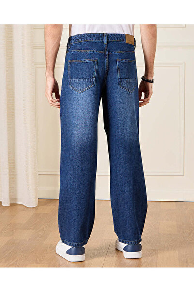 REDTAG Men Blue Loose Straight Fit Jeans