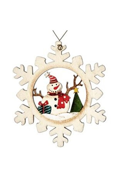 SHOPIENS Vintage Ξύλινο Χριστουγεννιάτικο Δέντρο με Χιονονιφάδα, Χιονάνθρωπος...