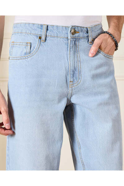 REDTAG Men Blue Loose Straight Fit Jeans