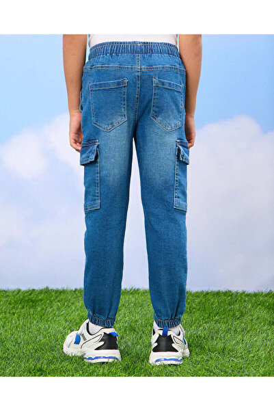 REDTAG Boys Blue Stretch Denim Jogger Jeans