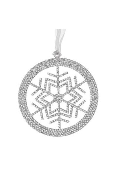 SHOPIENS Ornament de Crăciun - Fulg de zăpadă cu margine argintie și strass Ø...