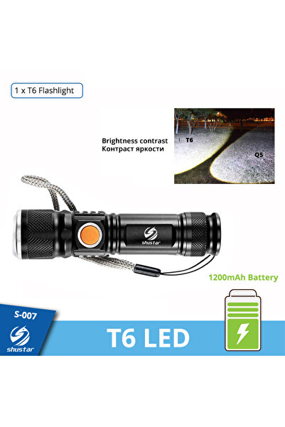 Choice Rechargeable T6-LED-Brighter Powerful LED Flashlight With Tail USB Charging Head Zoomable waterproof