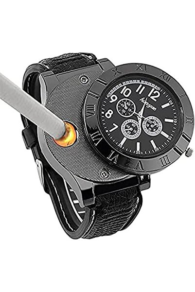 TheMohrim Mohrim Mens Novelty Cigarette Lighter Watch USB Charging Windproof Quartz Wrist Watch