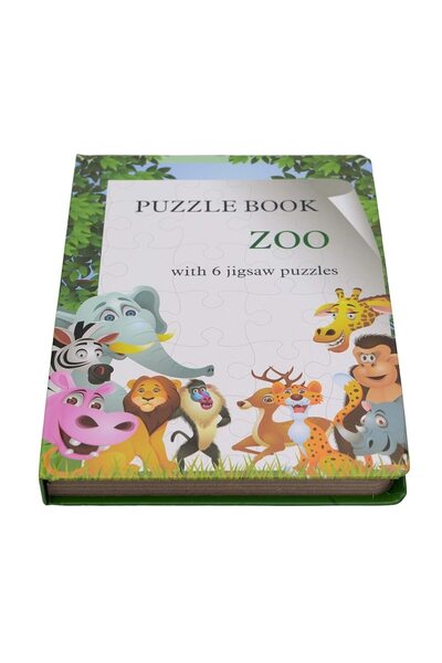 Stuniko Carte educativă cu 6 puzzle-uri pentru copii - Viața la grădina zoologică, 72 de piese, 3+