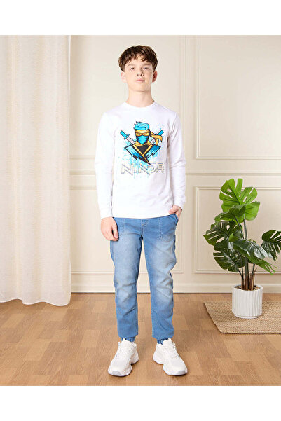 REDTAG Senior Boys Blue Pull On Joggers