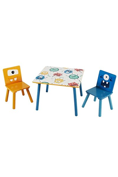 GINGER HOME Table and 2 wooden chairs set Monsters