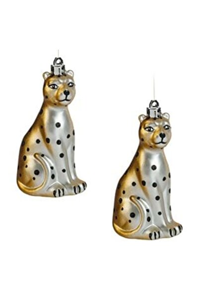 SHOPIENS Ornamente de Crăciun pentru brad cu model leopard, auriu, argintiu, ...