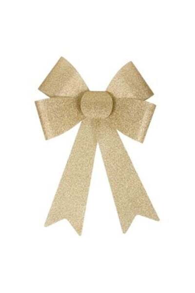SHOPIENS Gold Christmas Decorative Bow with Glitter 32 cm