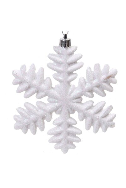 SHOPIENS Set ornamente de Crăciun - Fulgi de zăpadă albi cu sclipici 13 cm (4...