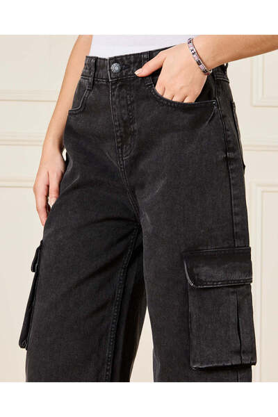 REDTAG Senior Girls Black Cargo Pocket Jeans