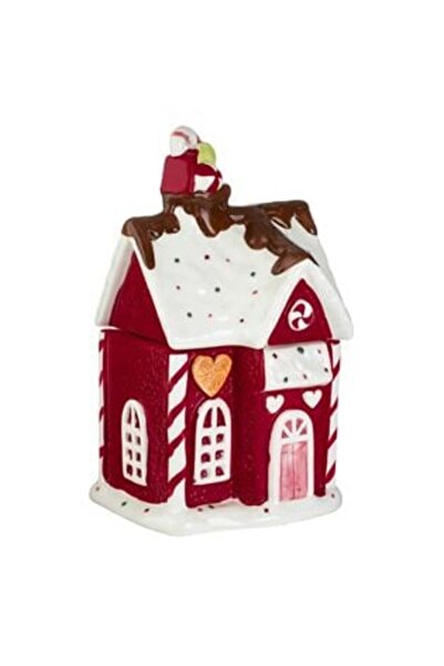 SHOPIENS Borcan ceramic pentru fursecuri de Crăciun - Căsuță 15 x 14 x 28 cm