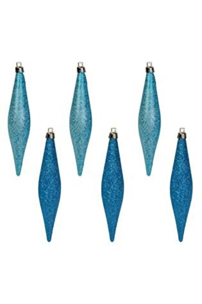 SHOPIENS Ornamente de Crăciun Țurțuri Turcoaz Sclipici 15 cm - 6 buc