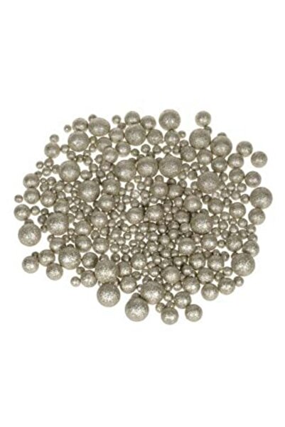 SHOPIENS Beige-Gold Decorative Foam Christmas Baubles with Glitter - 50 g