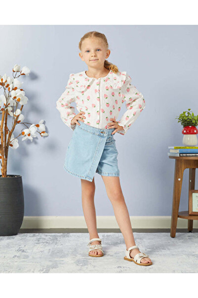 REDTAG Girls Blue Denim Shorts