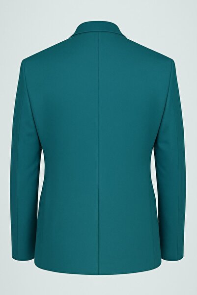 Plus Scorpion Petrol Yeşili Erkek Blazer Ceket – Esnek Comfort Kumaş, Slim Fit İtalyan Kesim Tek Düğmeli Model