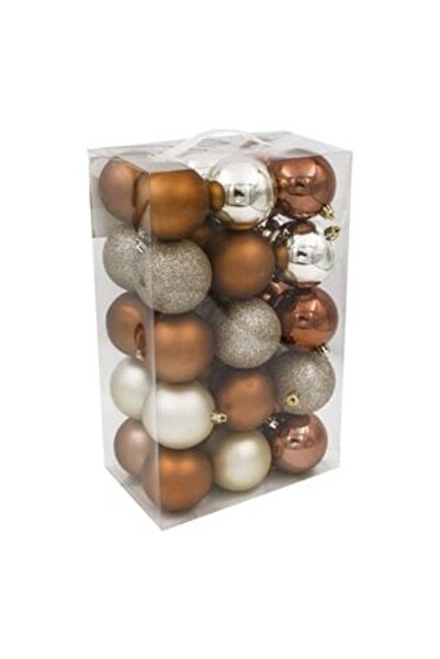 SHOPIENS Set Globuri de Craciun Bronz Bej Sampanie Mate Stralucitoare cu Glit...