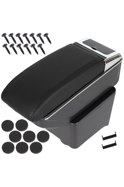 OEM Cotieră premium VW Polo 9N 01-09 cu spațiu de depozitare PIELE NEAGR