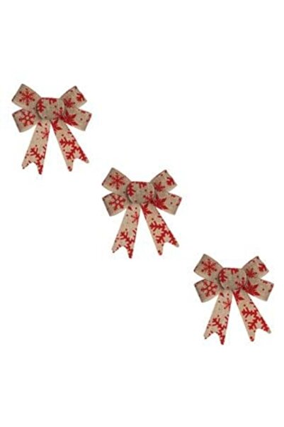 SHOPIENS Set fundițe decorative de Crăciun, catifea bej roșie, fulgi de zăpad...